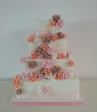 Ruffle Rose Wedding Cake - Cake by Sarah Poole
