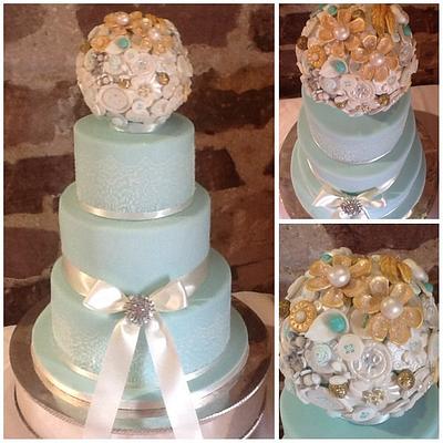 Button Bouquet Wedding Cake - Cake by Tickety Boo Cakes