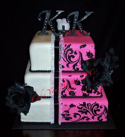Pink & Black Wedding - Cake by Cheryl