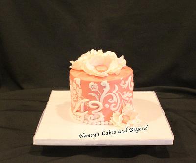 Stenciled Anniversary Cake - Cake by Nancy's Cakes and Beyond