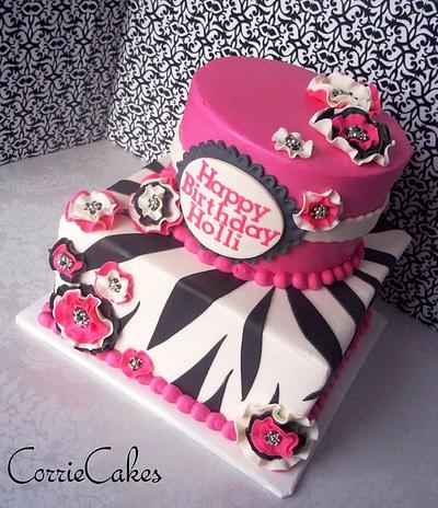 two tiered zebra/pink birthday - Cake by Corrie