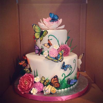 Flowers and Butterflies - Cake by Sarah Ono Jones