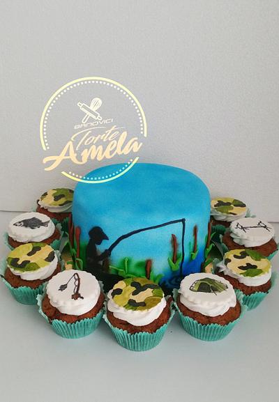 Fisherman cake and cupcakes - Cake by Torte Amela