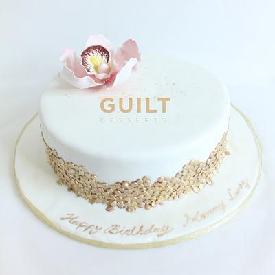 Orchid Sequin Cake - Cake by Guilt Desserts