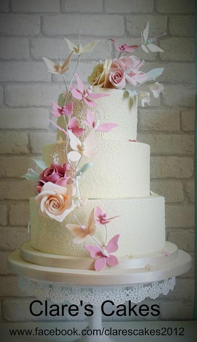 Butterfly Wedding Cake Sept 2014 - Cake by Clare's Cakes - Leicester