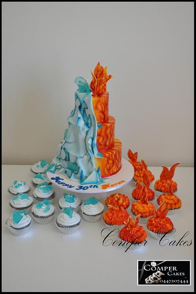 Fire and Ice airbrushed cake - Cake by Comper Cakes