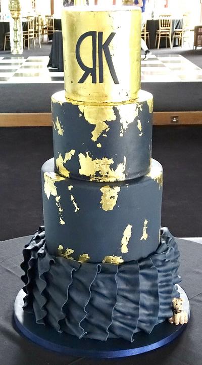 Oxford Blue and Gold Wedding Cake - Cake by The Rosehip Bakery
