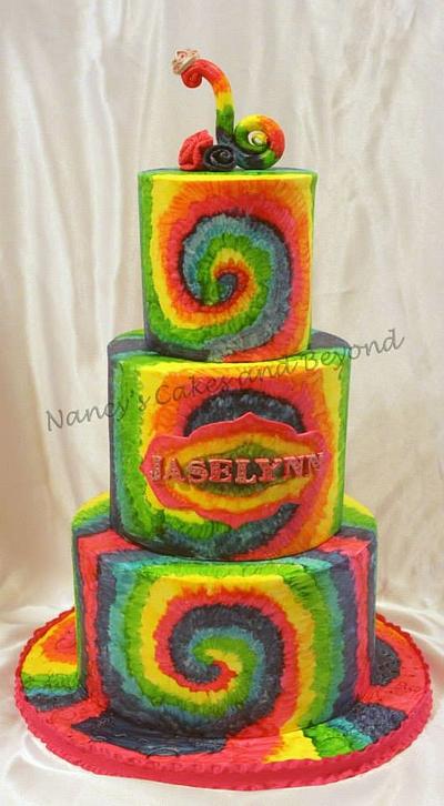 Painted Rainbow Swirls - Cake by Nancy's Cakes and Beyond