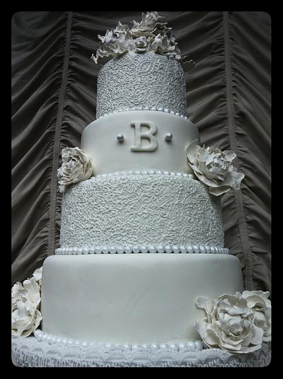 White Wedding Henna Style Cake - Cake by Sweet Samantha