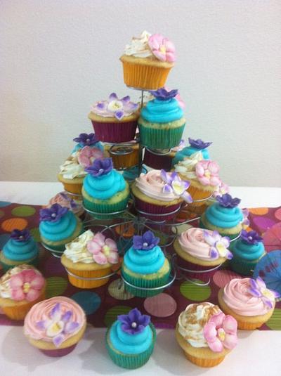Hawaiian themed bridal shower cupcakes - Cake by Sarah F