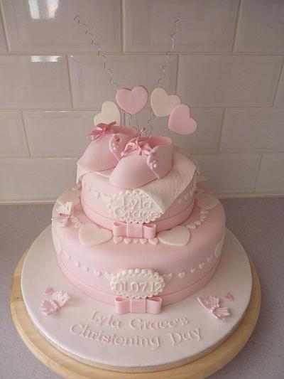 Pink Christening Cake - Cake by Sharon Todd