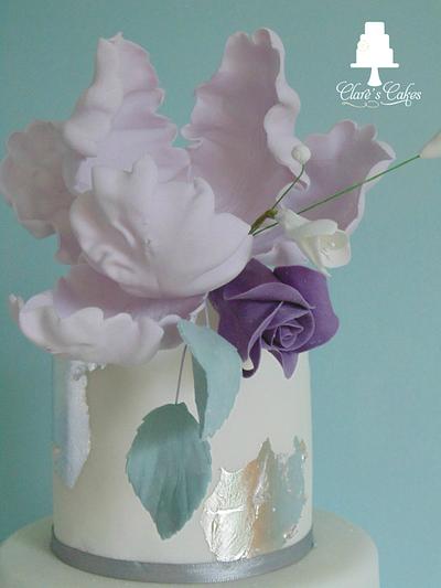 PPurple flowers Wedding Cake - Cake by Clare's Cakes - Leicester