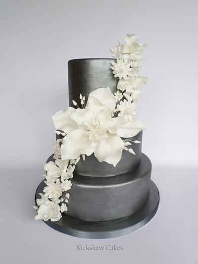 Antique Silver and White Wedding Cake - Cake by Kickshaw Cakes
