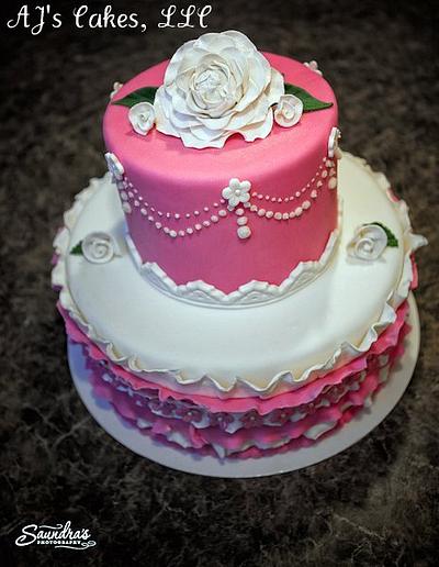 Pink and White Rose Cake - Cake by Amanda Reinsbach