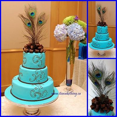 Peacock Feather Theme Bridal Shower Cake  - Cake by It's a Cake Thing 