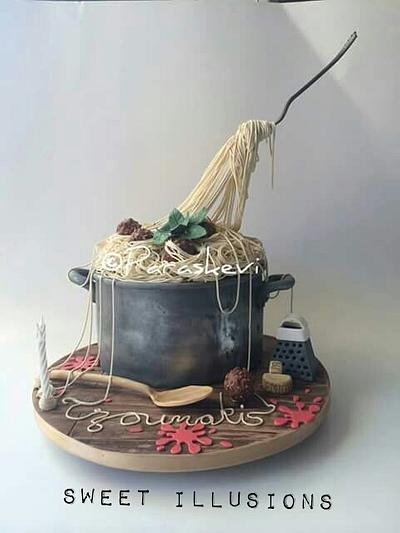 Gravity defying spaghetti and meatball cake - Cake by Sweet Illusions