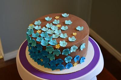Chocolate Cake with Blue Flowers - Cake by Hello, Sugar!