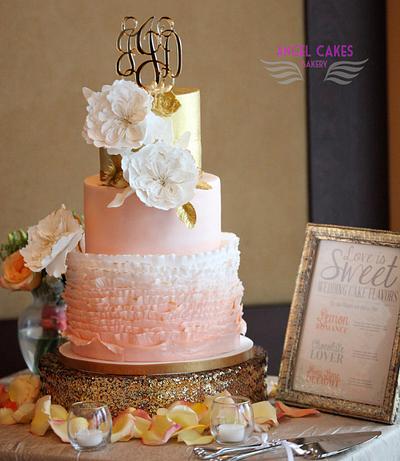 Vintage Gold & Peach Ombre  - Cake by Angel Cakes