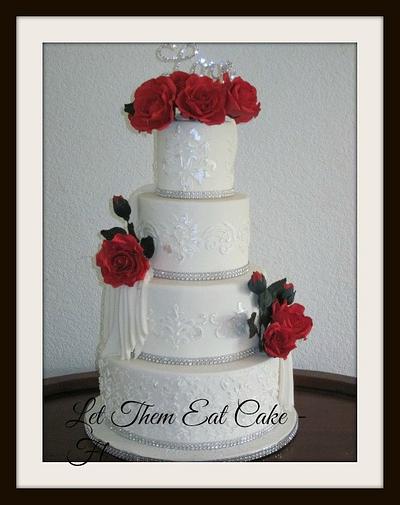 Sugar roses and damask with drapery - Cake by Claire North