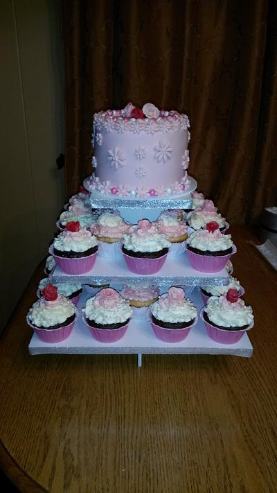 Alaina's pink and pearls - Cake by cakeboxcakes