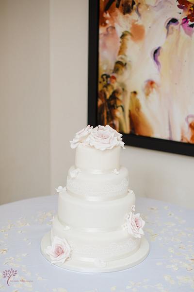 Rose and Lace Wedding Cake - Cake by Cherish Cakes by Katherine Edwards