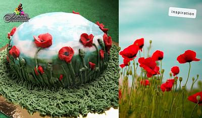 Buttercream Poppies Field - Cake by Simmz