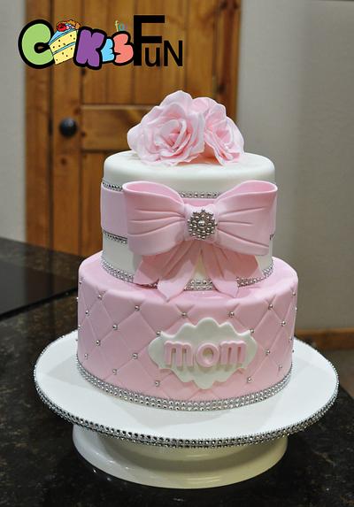 Pink and white with bling! - Cake by Cakes For Fun