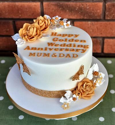 Golden Wedding - Cake by Lorraine Yarnold