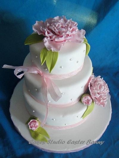 Peony wedding cake. - Cake by Irina Vakhromkina