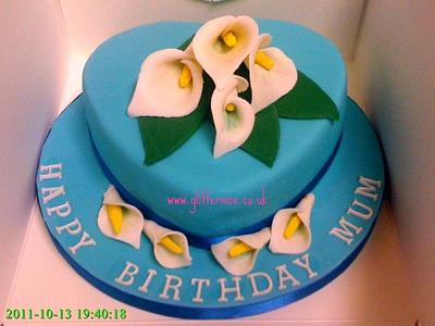 Tiffany Blue Heart and Calla Lilies - Cake by Alli Dockree