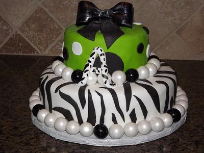 Lime Green and Zebra - Cake by Diane