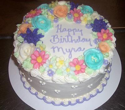 Flower Cake for Myra - Cake by BettyA