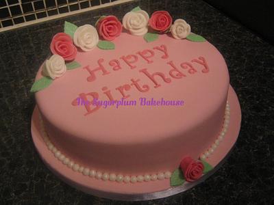Pink & White Happy Birthday Cake - Cake by Sam Harrison