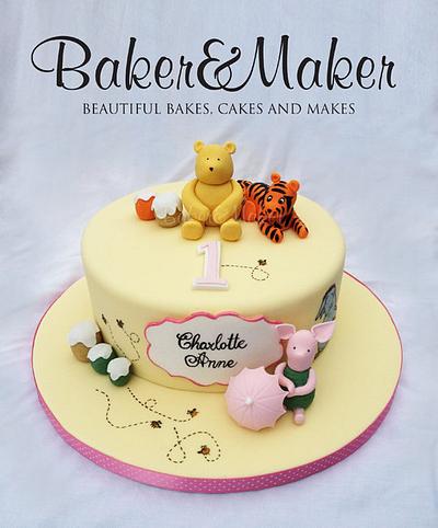 Classic Winnie the Pooh Handpainted 1st Birthday Cake - Cake by Tammy Barrett