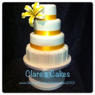 simple lily wedding cake - Cake by Clare's Cakes - Leicester