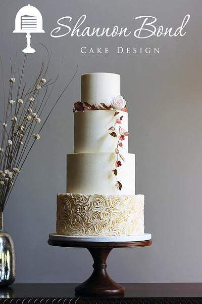 Buttercream Rosette and Garland Wedding Cake - Cake by Shannon Bond Cake Design