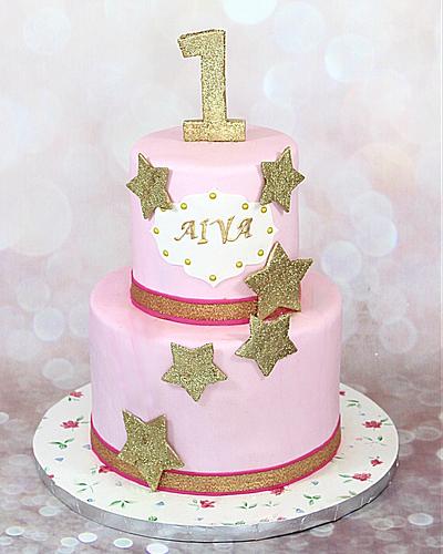 Pink and gold birthday cake - Cake by soods