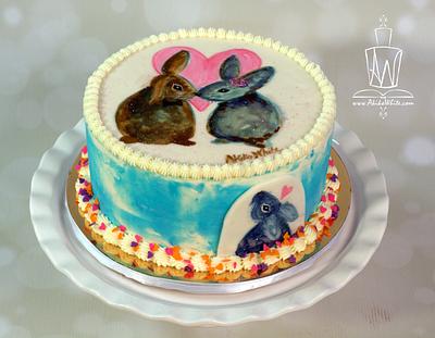 Hand Painted Bunny Cake - Cake by Akiko White 