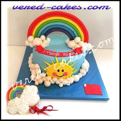 Rainbow cake and matching cookies - Cake by veredcakes