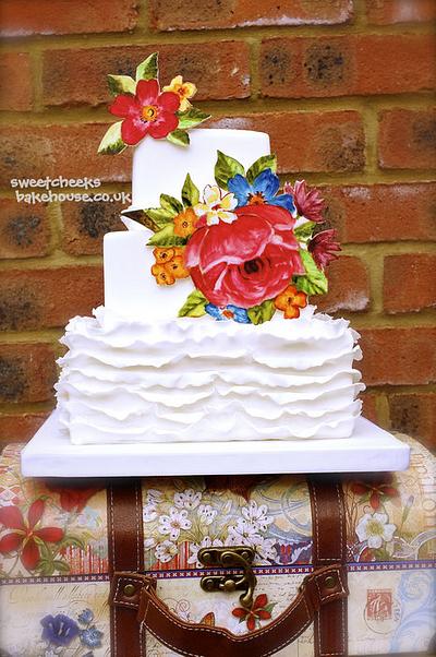 hand painted ruffle cake - Cake by Hayley