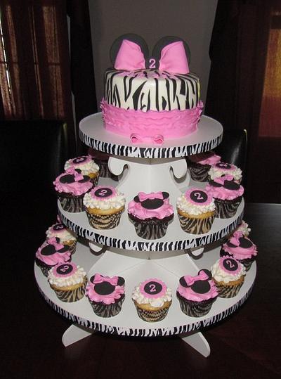Minnie Mouse Zebra Print Cupcake Tower - Cake by Jaybugs_Sweet_Shop