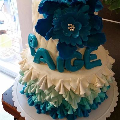 ombre blue ruffles - Cake by Julia Dixon