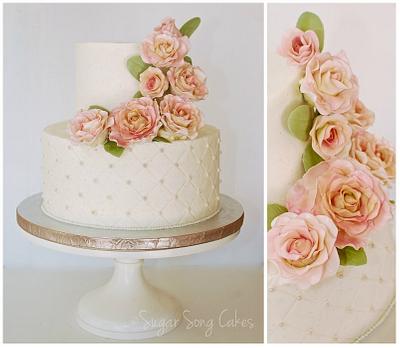 Blush Gumpaste Roses on Buttercream - Cake by lorieleann