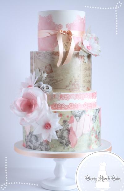 Vintage Wafer Paper Cake  - Cake by Cheeky Munch Cakes