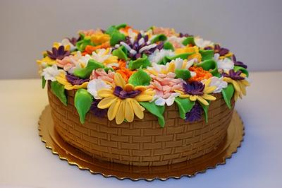 basket of flowers - Cake by EvelynsCake
