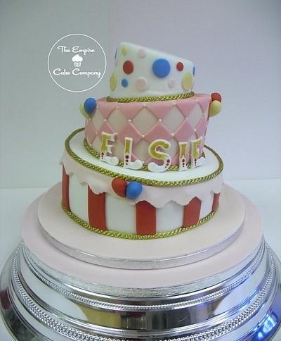 3 tier topsy turvy circus cake - Cake by The Empire Cake Company