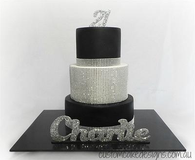 Rhinestone Bling 21st Cake - Cake by Custom Cake Designs