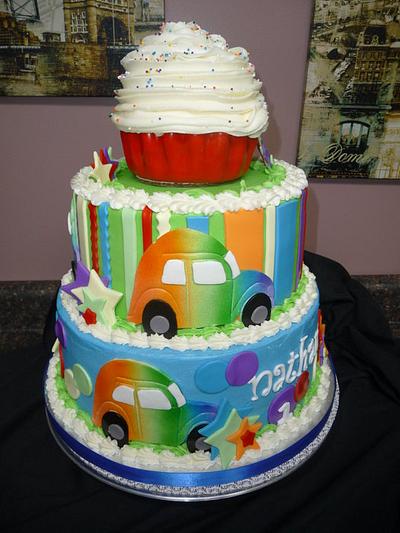 Groovy car cake with smash cake - Cake by A Slice of Art