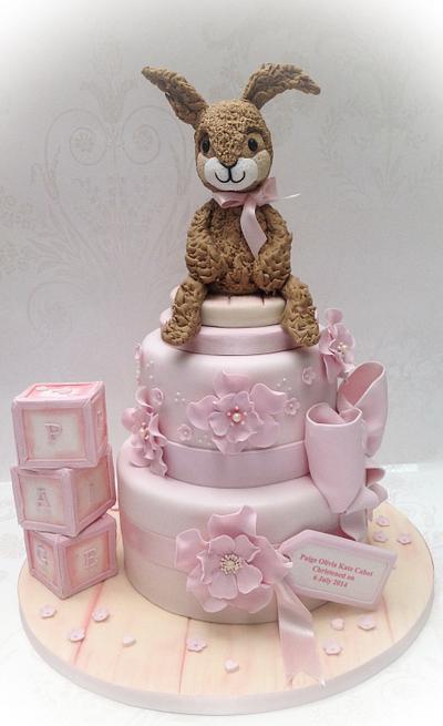 Sugar bunny christening cake - Cake by Samantha's Cake Design
