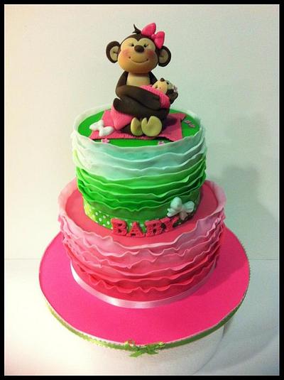 Pink & Green Mommy Monkey - Cake by Hot Mama's Cakes